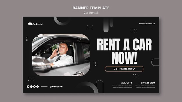 Modello di disegno di banner di noleggio auto realistico