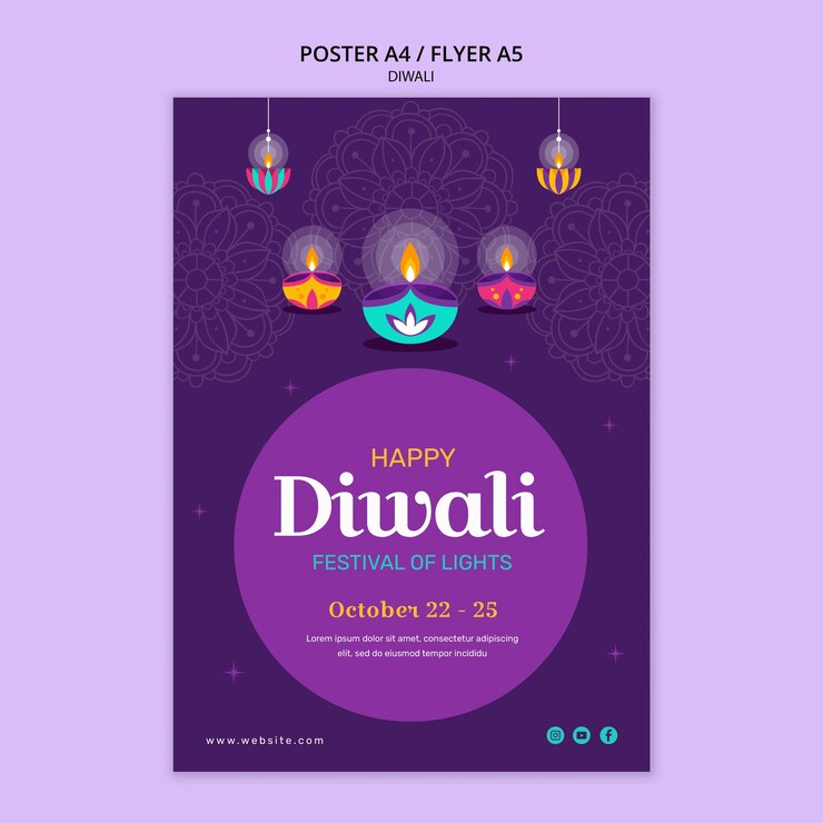 PSD gratuito modello di diwali design piatto