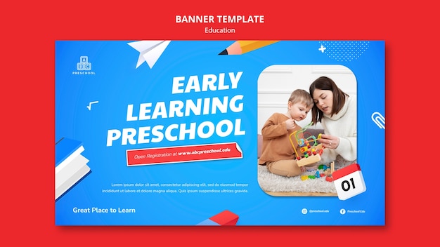 Modello di educazione banner realistico