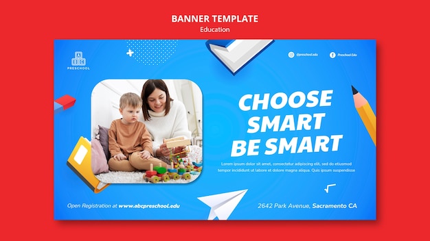 Modello di educazione banner realistico