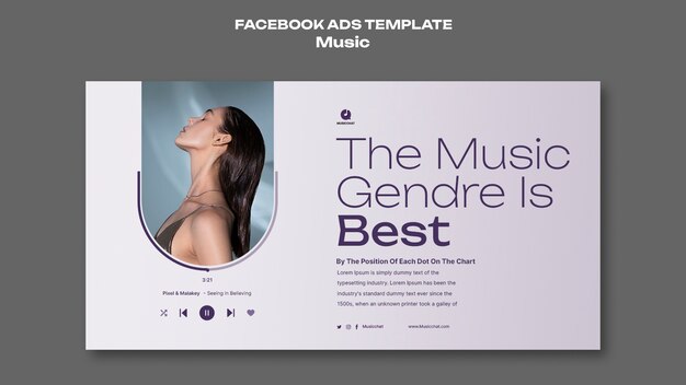Modello di facebook del concetto di musica sfumata