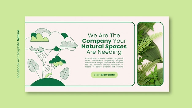Modello di facebook dell'azienda di natura disegnata a mano