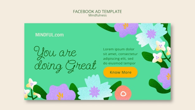 modello di Facebook di mindfulness a disegno piatto