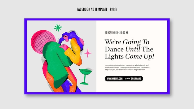 Modello di facebook festa retrò disegnato a mano