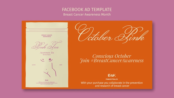 PSD gratuito modello di facebook per il mese di consapevolezza del cancro al seno