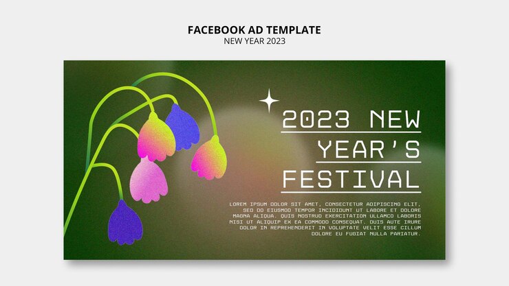 PSD gratuito modello di facebook per il nuovo anno design piatto