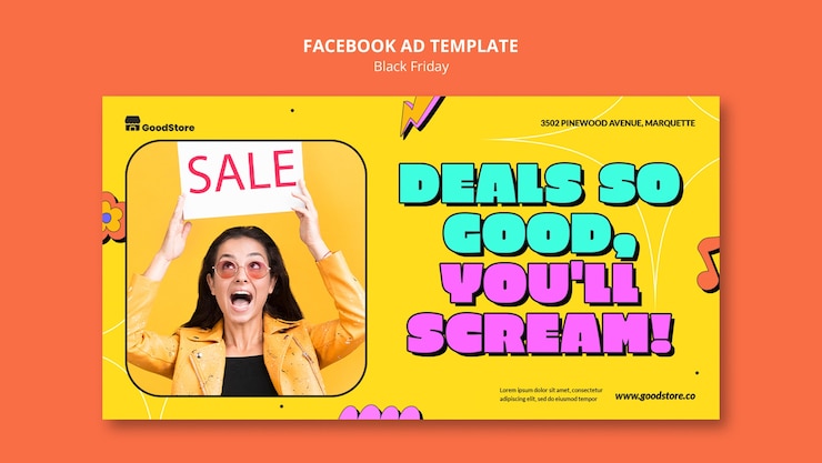 PSD gratuito modello di facebook per il venerdì nero