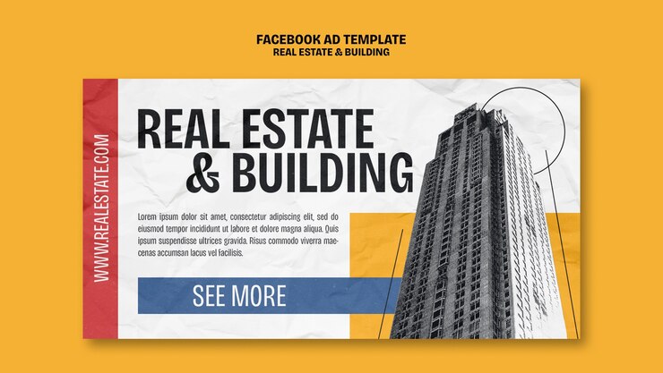 PSD gratuito modello di facebook per immobili di progettazione piatta