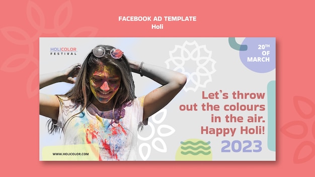 Modello di facebook per la celebrazione del festival di Holi