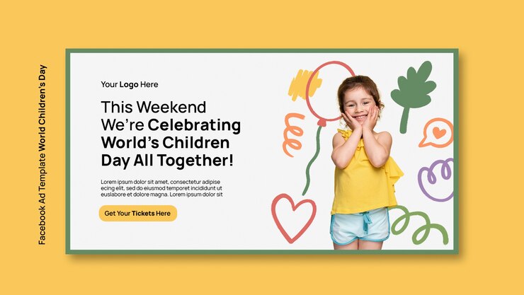 PSD gratuito modello di facebook per la giornata mondiale dei bambini