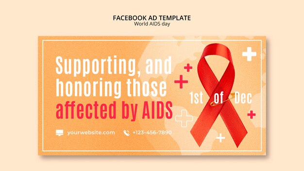 Modello di facebook per la giornata mondiale dell'aids design piatto