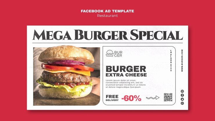 PSD gratuito modello di facebook ristorante cibo delizioso design piatto