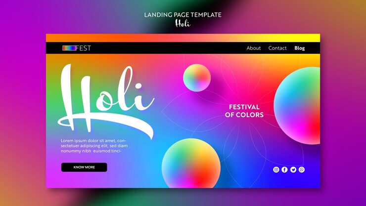 PSD gratuito modello di festival holi sfumato