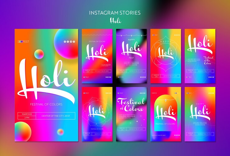 PSD gratuito modello di festival holi sfumato