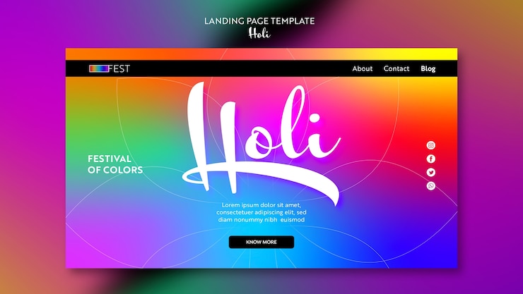 PSD gratuito modello di festival holi sfumato
