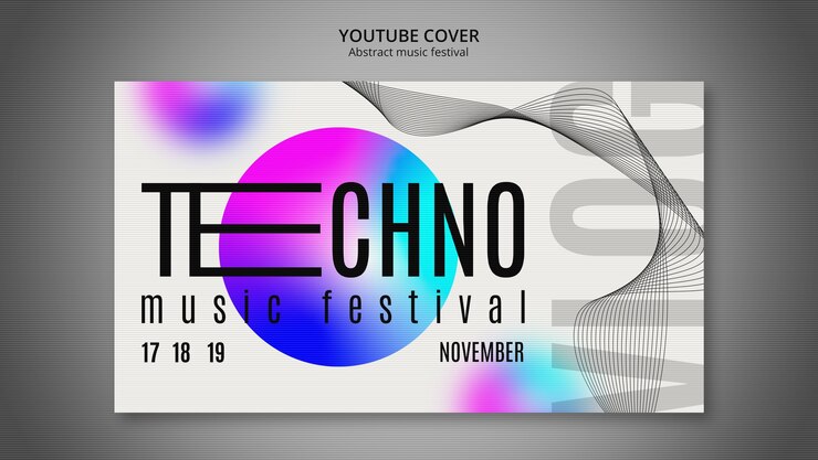 PSD gratuito modello di festival musicale astratto sfumato