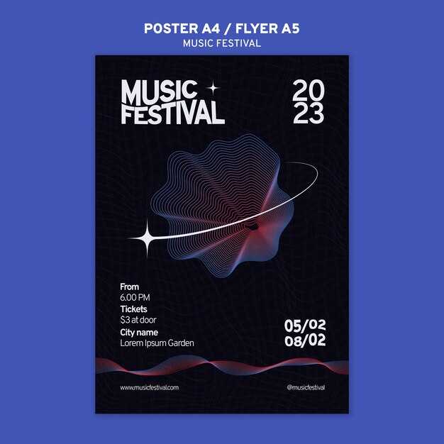 Modello di festival musicale design piatto