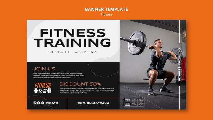 PSD gratuito modello di fitness design piatto