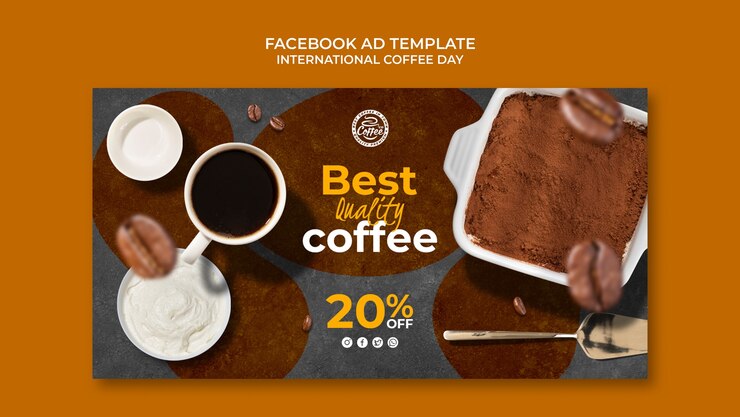 PSD gratuito modello di giornata internazionale del caffè dal design piatto