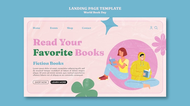 Modello di giornata mondiale del libro di design piatto