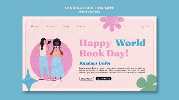 Modello di giornata mondiale del libro di design piatto