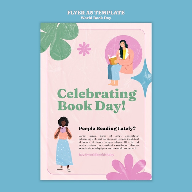 Modello di giornata mondiale del libro di design piatto