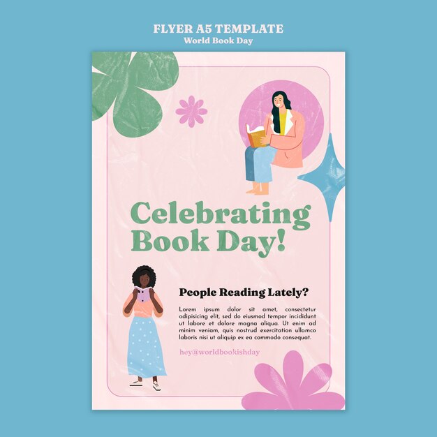 Modello di giornata mondiale del libro di design piatto