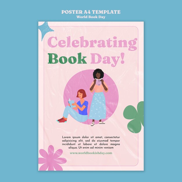 Modello di giornata mondiale del libro di design piatto