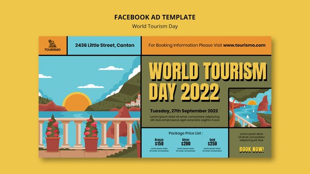Modello di giornata mondiale del turismo di design piatto