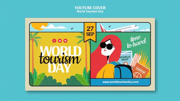 Modello di giornata mondiale del turismo di design piatto