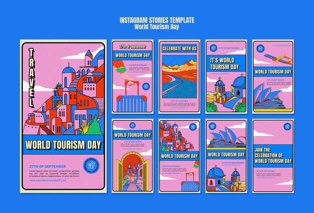 Modello di giornata mondiale del turismo di design piatto