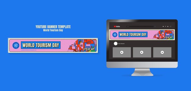 Modello di giornata mondiale del turismo di design piatto