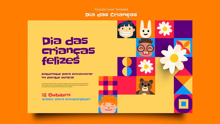 PSD gratuito modello di giorno dei bambini colorato design piatto