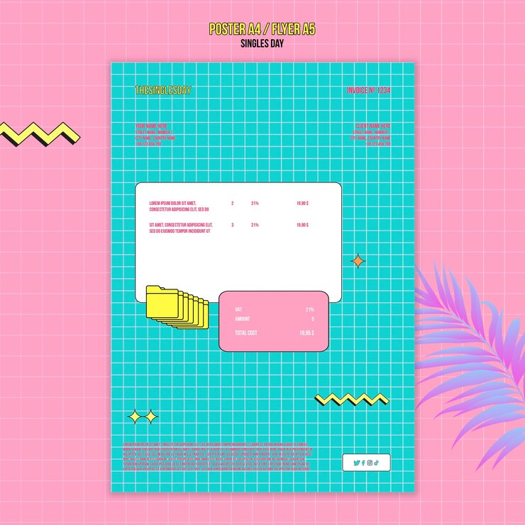 PSD gratuito modello di giorno per single dal design piatto
