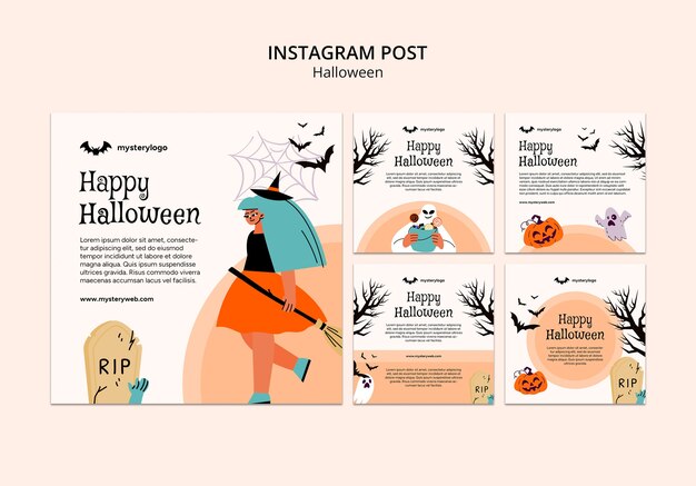 Modello di halloween felice design piatto