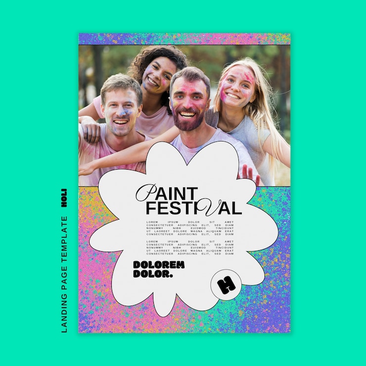 PSD gratuito modello di holi design piatto