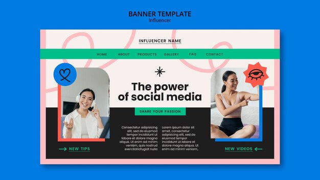 Modello di influencer di design piatto