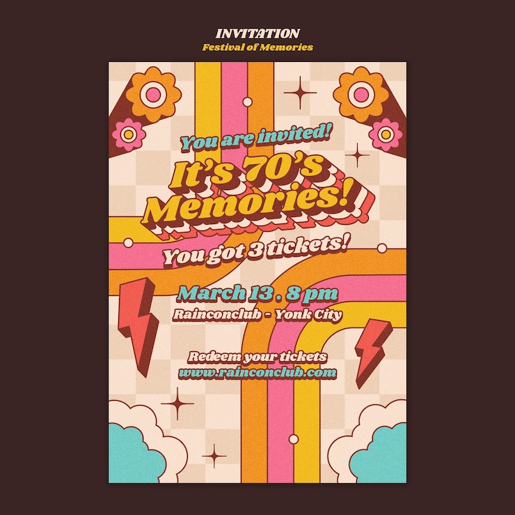 PSD gratuito modello di invito al festival dei ricordi