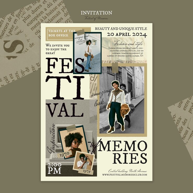 PSD gratuito modello di invito al festival dei ricordi