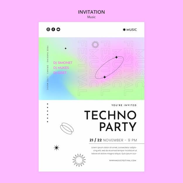 Modello di invito al festival musicale sfumato