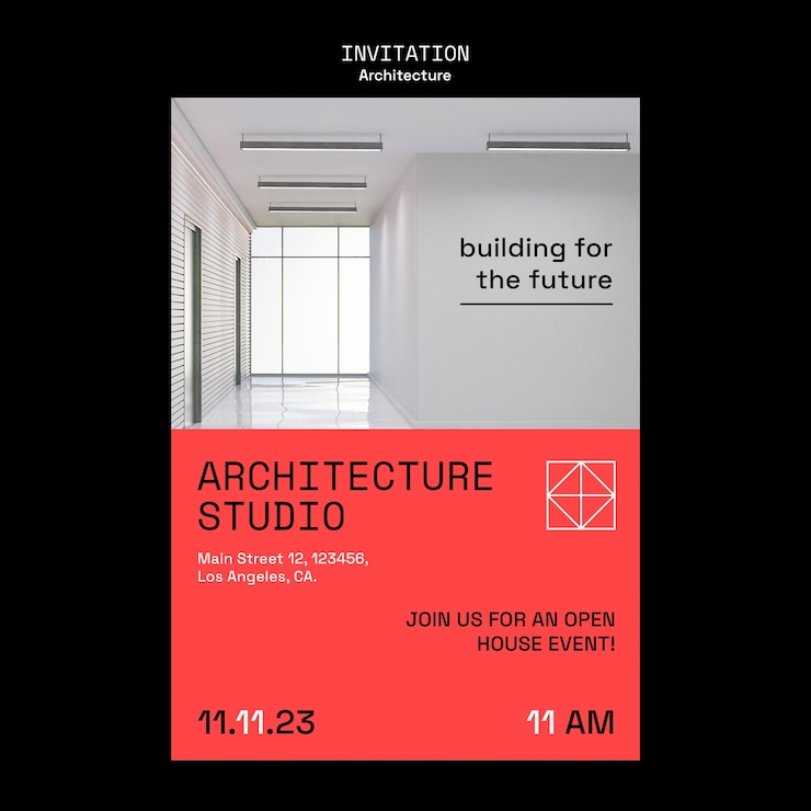 PSD gratuito modello di invito al progetto di architettura