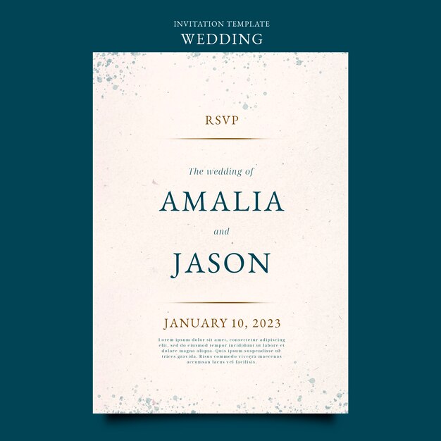 Modello di invito alla celebrazione del matrimonio dell'acquerello