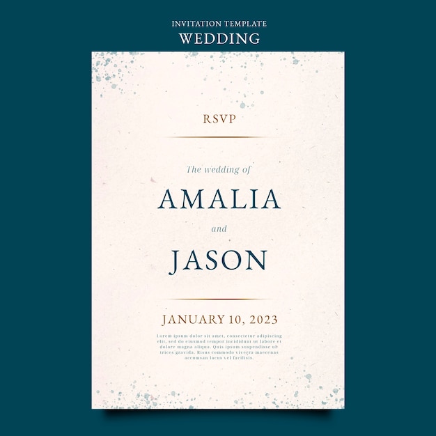 Modello di invito alla celebrazione del matrimonio dell'acquerello
