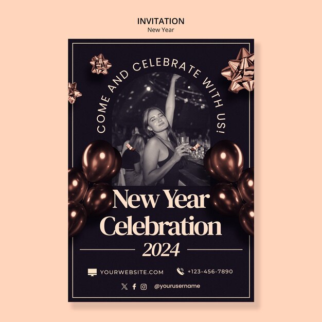 Modello di invito alla celebrazione del nuovo anno 2024