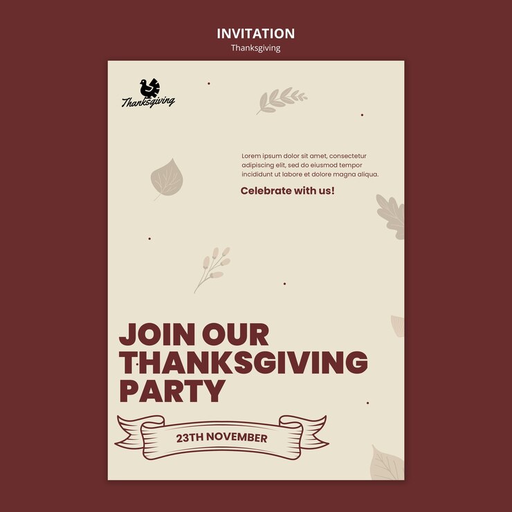 PSD gratuito modello di invito alla celebrazione del ringraziamento
