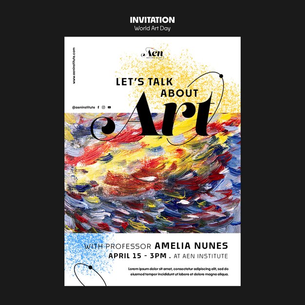 Modello di invito alla celebrazione della giornata mondiale dell'arte