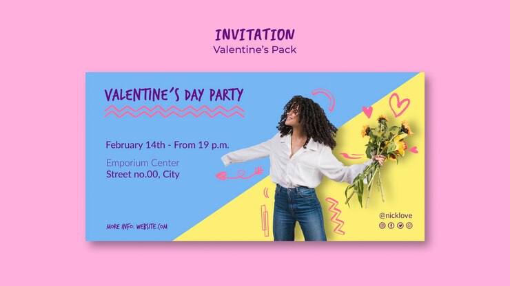 PSD gratuito modello di invito di san valentino