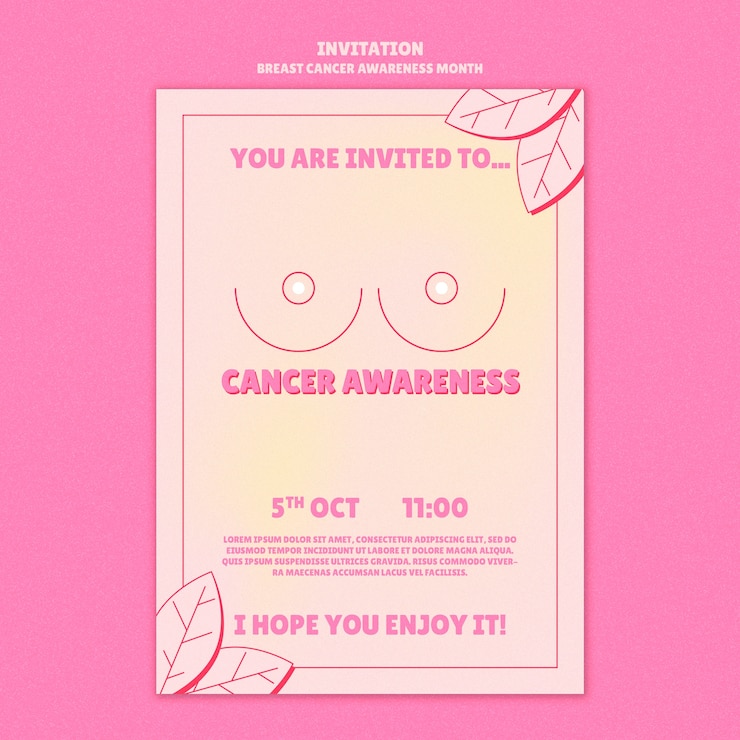 PSD gratuito modello di invito per il mese di consapevolezza del cancro al seno