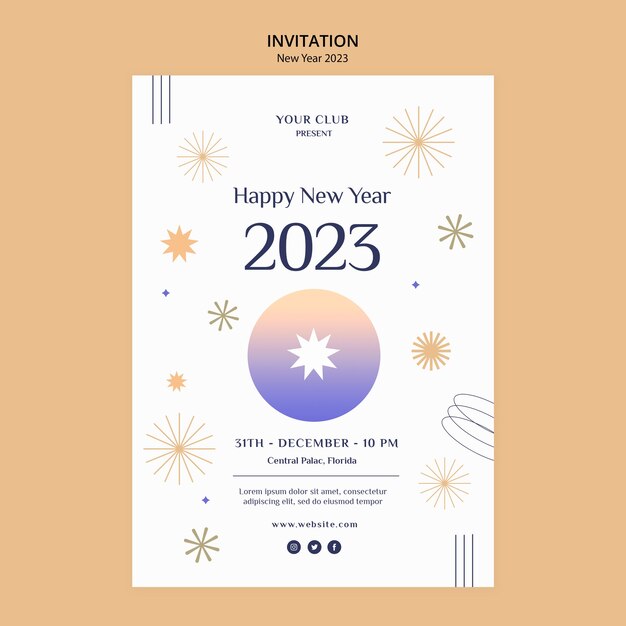 Modello di invito per il nuovo anno 2023 sfumato