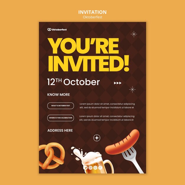 Modello di invito per la celebrazione del festival della birra oktoberfest
